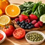 Plant-based foods for collagen production — bell peppers, citrus, berries, cucumber, tomatoes, avocado, and seeds