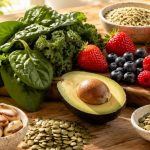 Raw foods for hair growth — leafy greens, brazil nuts, pumpkin seeds, avocado, berries, bell peppers, and flaxseeds