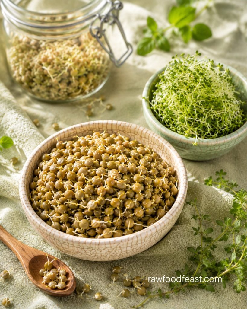 Sprouted lentils and fresh broccoli sprouts — how sprouting unlocks plant zinc absorption